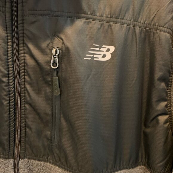 New Balance Black Gray Polar Fleece Zip up Jacket Men's Size XL - Picture 2 of 5